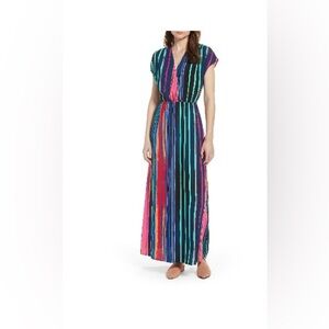Halogen Vibrant Striped Maxi Dress